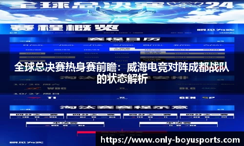 全球总决赛热身赛前瞻：威海电竞对阵成都战队的状态解析